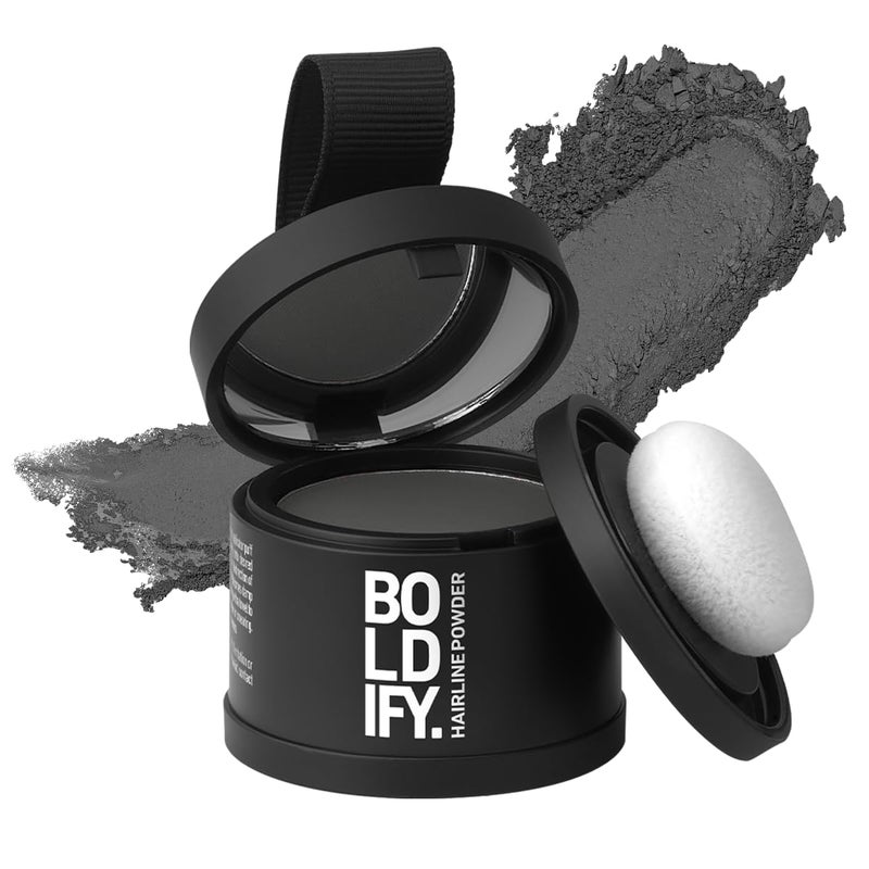 BOLDIFY Hairline Powder  Root Touch Up Hair Color for Gray Coverage  Bald Spot Concealing Hair Powder for Women  Men  24Hour StainProof  Dark Gray